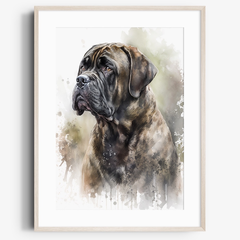 Watercolor Mastiff Brindle Wall Art Illustration Print Poster Card Unframed